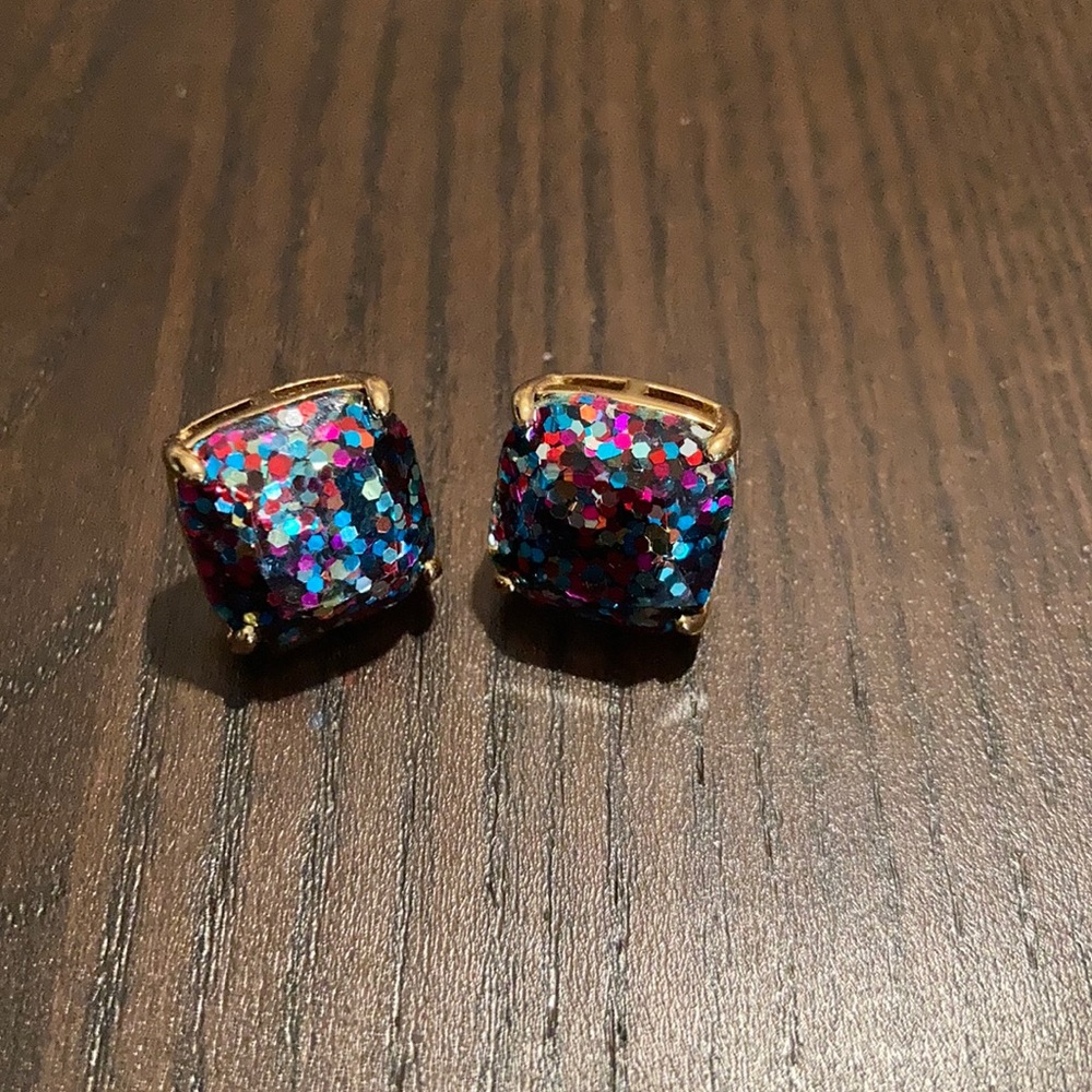 Kate Spade Large Square Stud Glitter Earrings